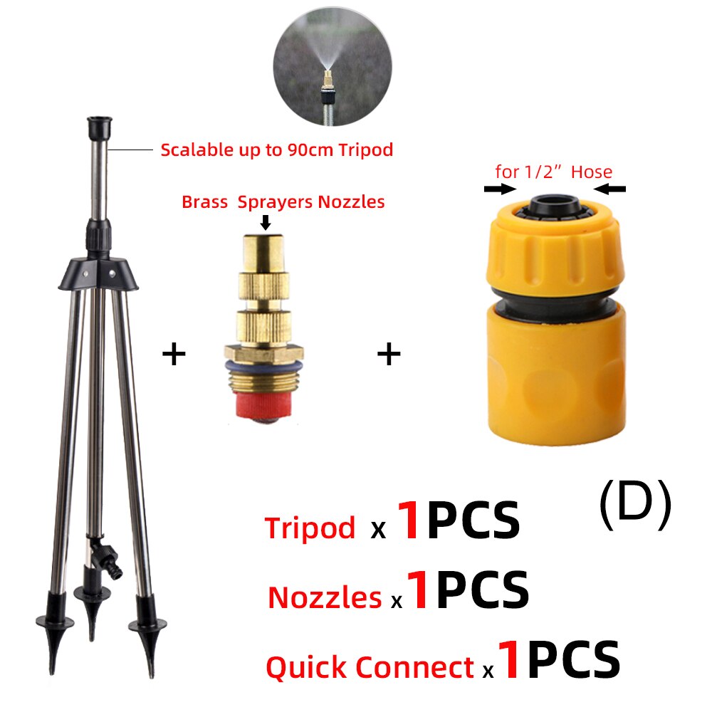 Tripé de aço inoxidável impacto sprinklers kit 360 graus girar bocais pulverizador para 1/2 &quot;mangueira planta agrícola irrigação flor: Dx1Kit