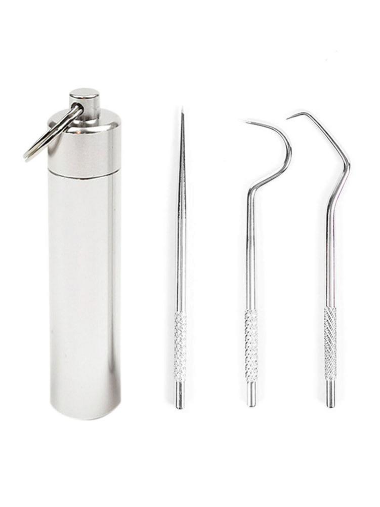 Portable Stainless Steel Toothpick Set Metal Flossing Tools With Portable Toothpick Holder Outdoor Household Travel Seal Storage