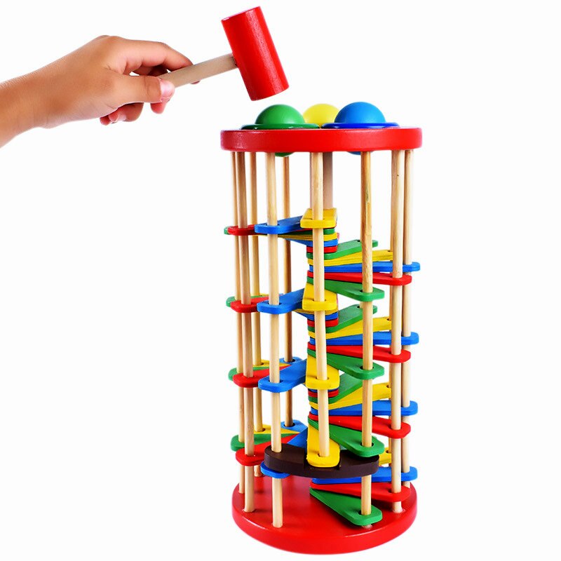 Houten Kinderspeelgoed Klop Bal Ladder Kids Handen-Op Grownups Decompressie Desktop Game Baby Hout Klop Speelgoed Bal onze Ballen