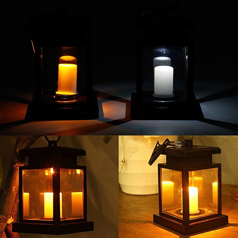Antipioggia LED Solare del Giardino Della Luce Senza Fiamma della Candela lampada a Sospensione Per Esterni Lanterna Lampada