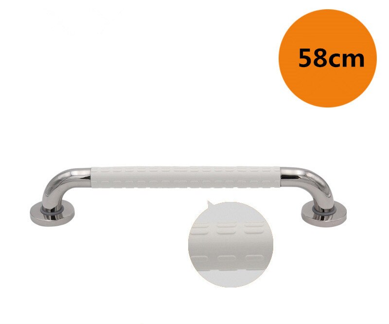 Säkerhetshandtag badrumsbadkar toaletthandtag 304 handtag i rostfritt stål duschhandtag för toalettstöd: Vit 58cm