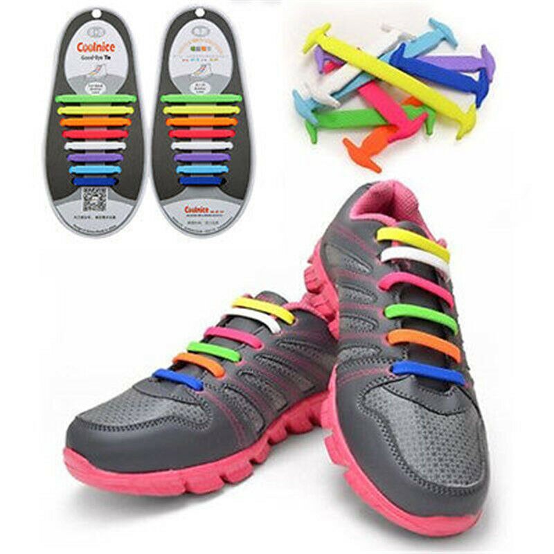 12stk Silikone Snørebånd Elastiske - Ingen Slip for Mænd og Kvinder - Gummi Zapatillas
