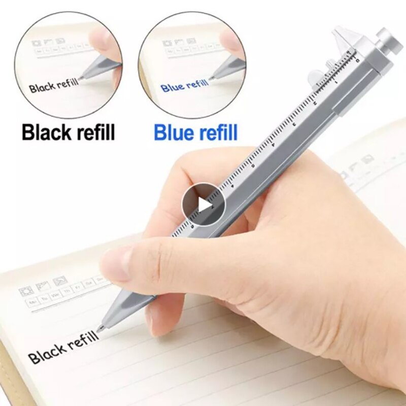 Multifunctionele Pen Schuifmaat Tool Balpen Office School Supply Zilver Schuifmaat Creatieve School Marker Pen