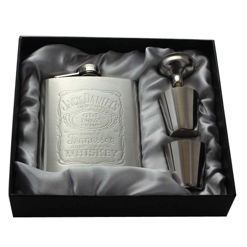 Stainless Steel Hip Flask Flasks for Liquor Set with Bonus Funnel &amp; Shot Glasses &amp; Box(00251)