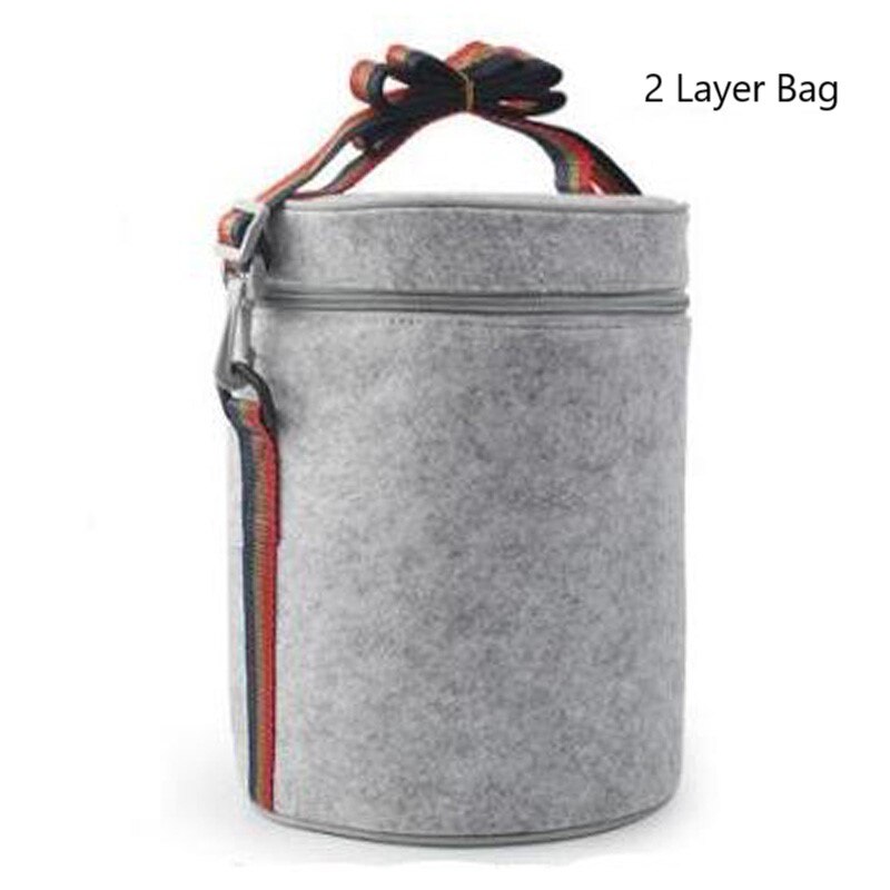 Three-Layer Leak-Proof Lunch Box Outdoor Bento Portable Food Storage Container Stainless Steel Flask Set For School Kids: 2 layer bag