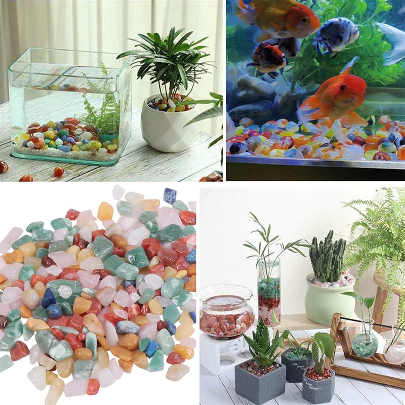 1 Set Ongeveer 500G Kleurrijke Stone Decor Aquarium Bodem Zand Landschap Aquarium Layout Stenen Bloempot Decoratie Voor tuin