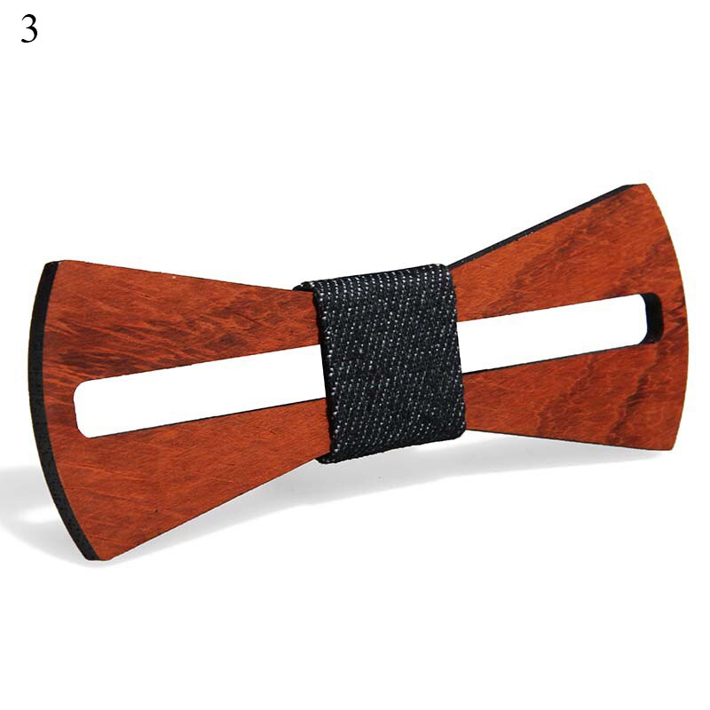 Pajarita de madera de para hombres Unisex ahuecado tallado Retro de madera para cuello corbatas correa ajustable Vintage moño estilo bigote