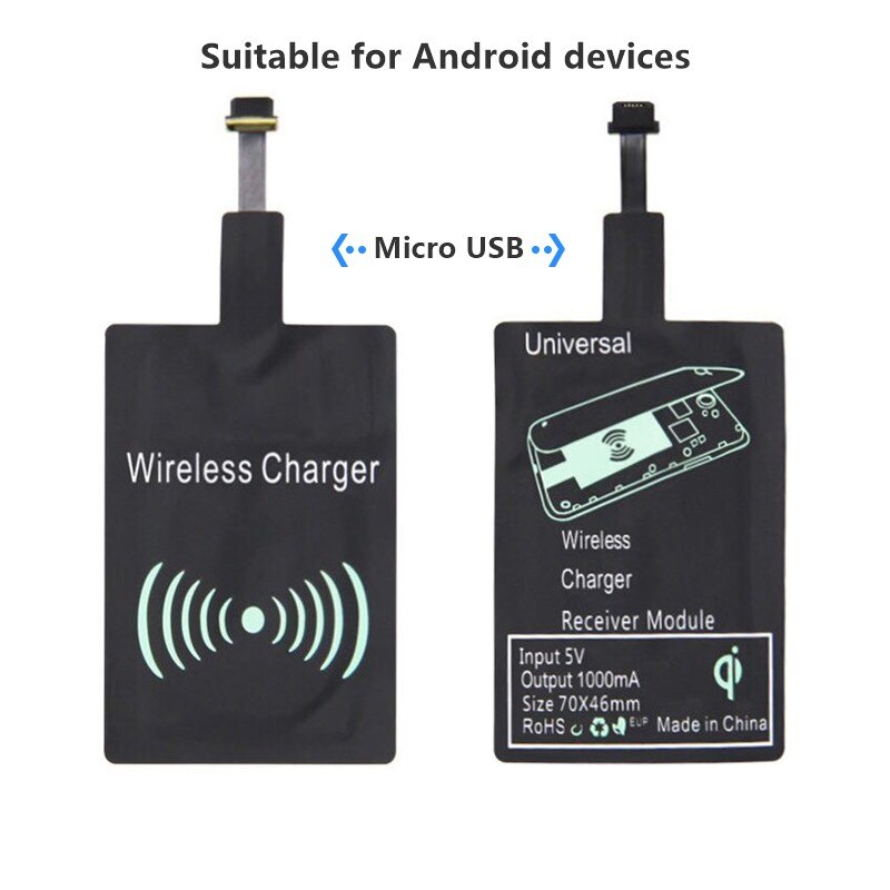 Lightweight Qi Wireless Charging Receiver For Samsung Huawei Xiaomi Universal Micro USB Type C Fast Wireless Charger Adapter