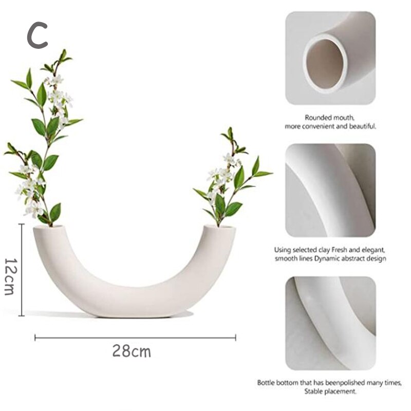 Ceramics Vase Home Decor Flower Vase Modern Geometric Abstraction Decorative Vases Room Decor Flower Pot Wedding Decoration: C