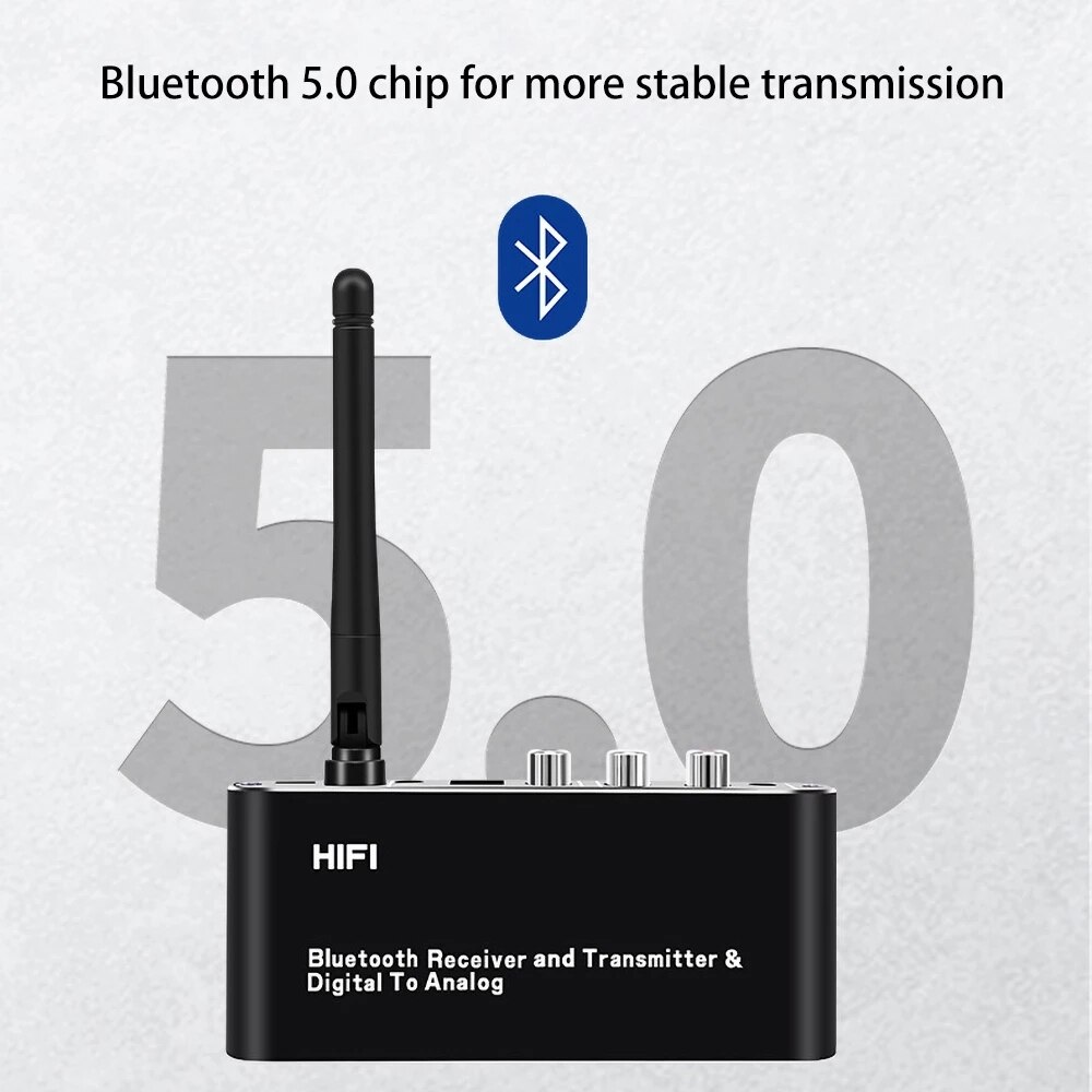 Conversor de áudio digital para analógico, sem fio, dac, com transmissor receptor bluetooth, áudio estéreo hifi