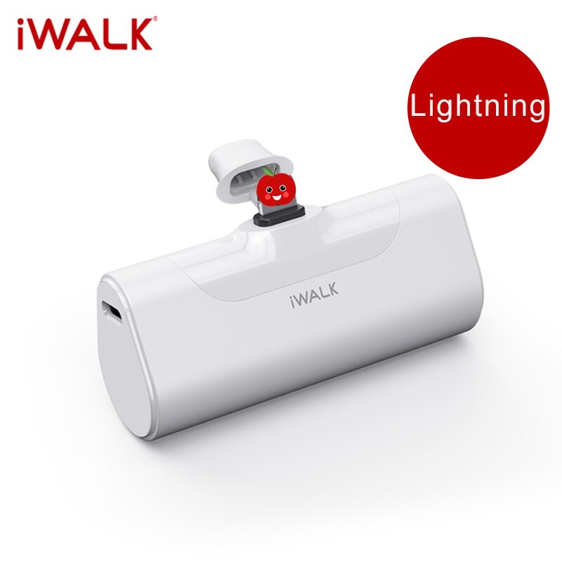 Iwalk carregador portátil pequeno 4500mah compatível com iphone 11 pro/xs max/xr/x/8/7/6/plus airpods e mais: For Apple White