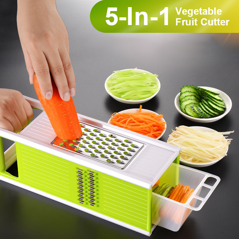 Groente Fruit Cutter 5 In 1 Handleiding Aardappel Slicer Rvs Blade Wortel Ui Rasp Kaas Snijmachine Keuken Gadgets Tool