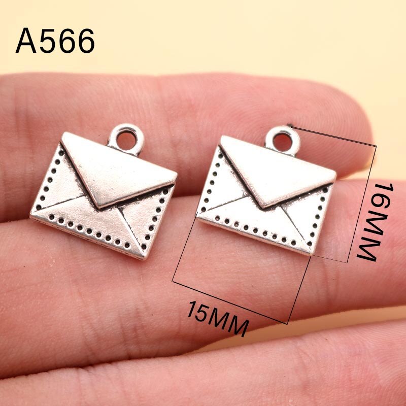 20 Stks/partij Verzilverd Envelop Charm Metalen Hangers Diy Kettingen Armbanden Sieraden Handwerk Accessoires 16*15Mm P566