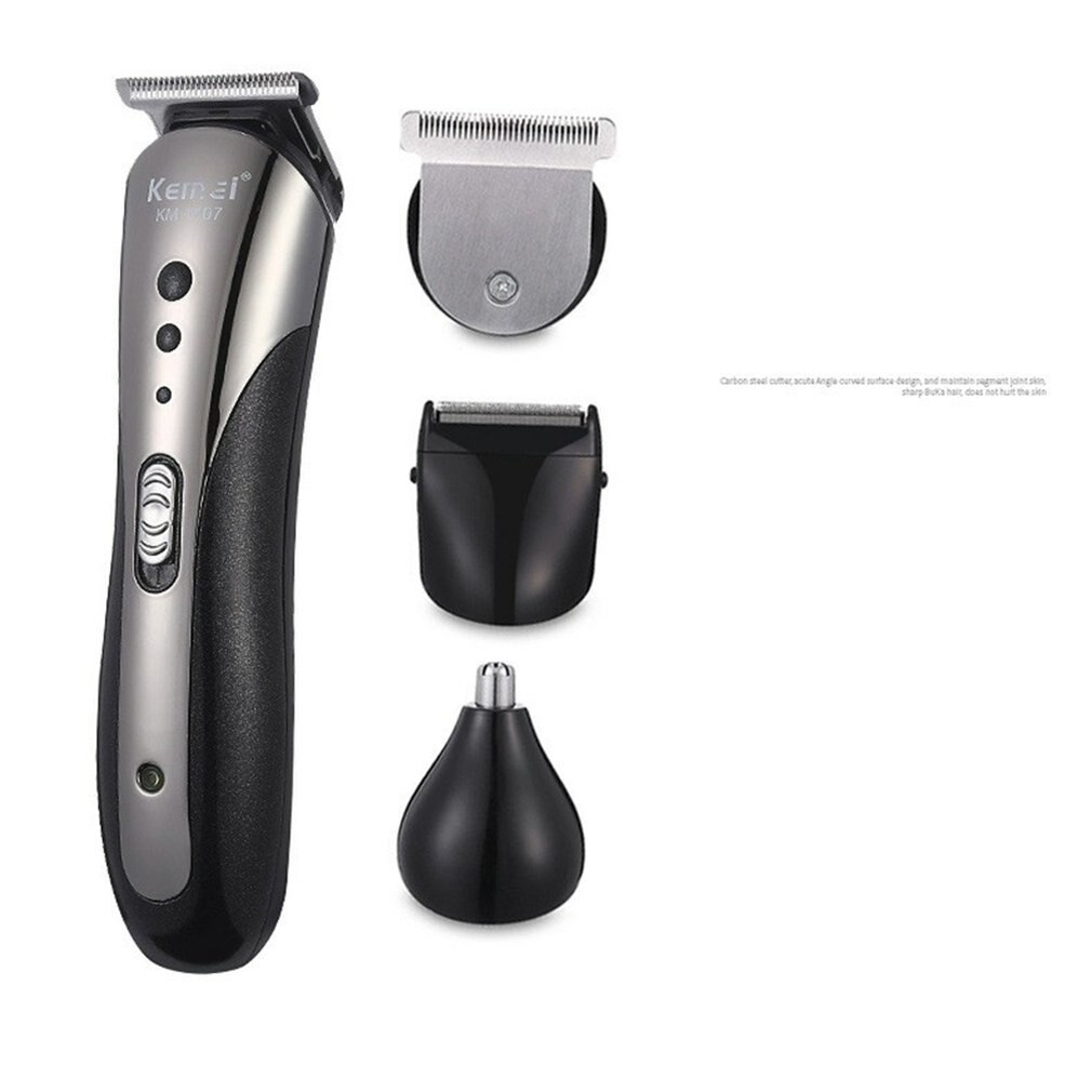 KEMEI KM-1407 3-In-1 Rechargeable Electric Hair Trimmer Electric Nose Beard Shaver Electric Razor Hair Clipper