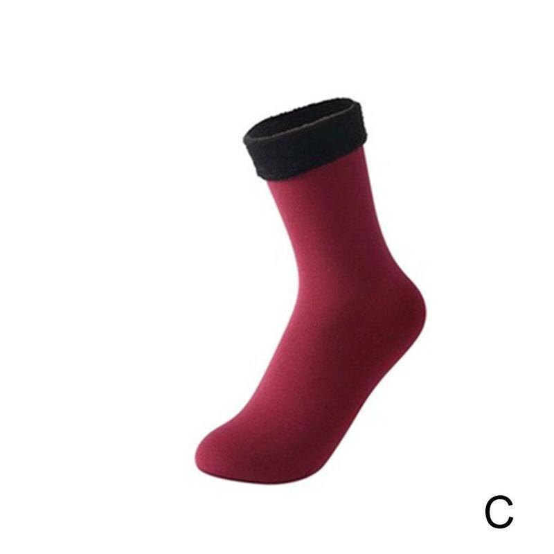 Unisex Winter Warm Thicken Thermal Wool Cashmere Socks Socks Soft Floor Elastic For Women Seamless Warm Men Boots J0F0: Red