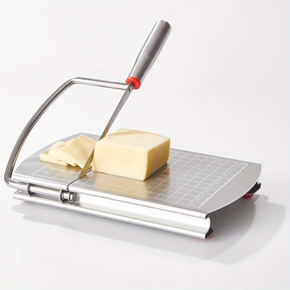 Affettatrice per formaggio 1 pezzo, taglierina per formaggio in acciaio inossidabile con misurazioni, taglierina per burro resistente, utensili da forno, gadget da cucina