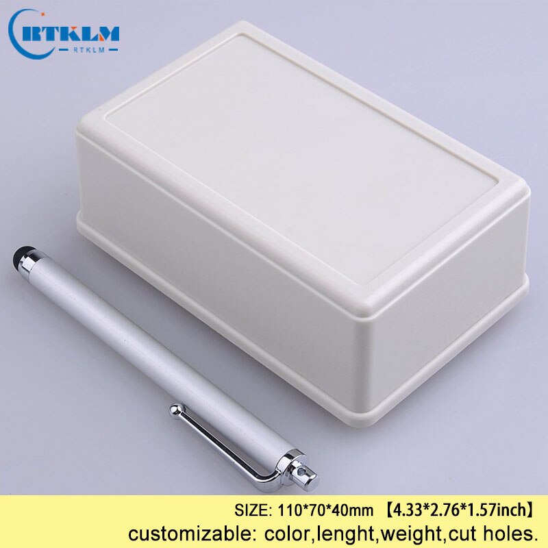 Plastic elektronische aansluitdoos Kleine plastic doe-het-zelf elektrische instrumentenbehuizing ABS Plastic behuizing Op maat 110 * 70 * 40 mm: Black