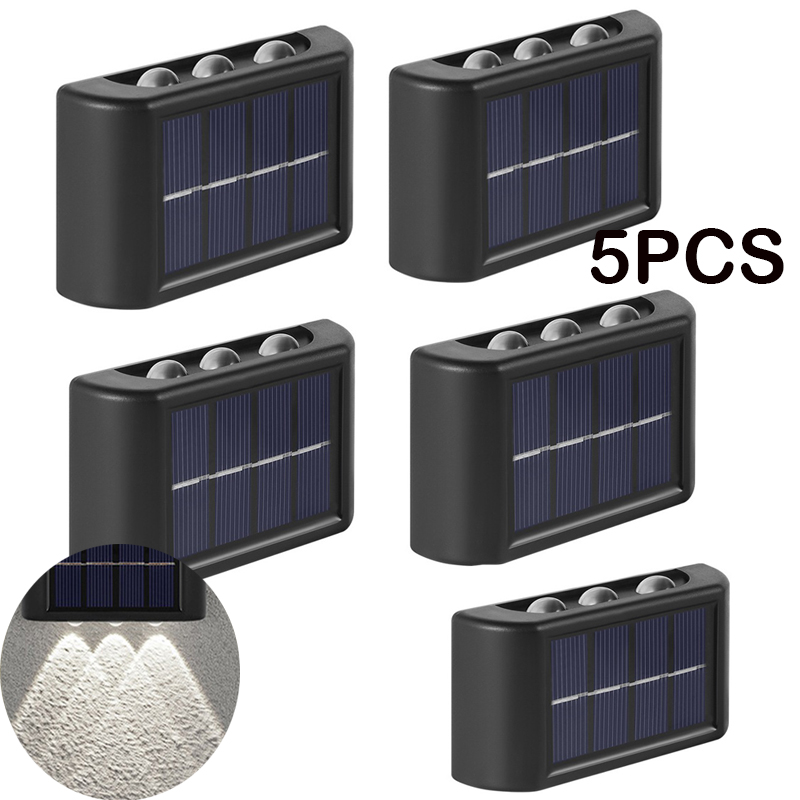 Solar Wall Light Outdoor Waterproof Balcony Wall Lights for Courtyard Street Landscape Garden Decor Lamp Solar Outdoor Wall Lamp: 5PCSWhite light 6LED