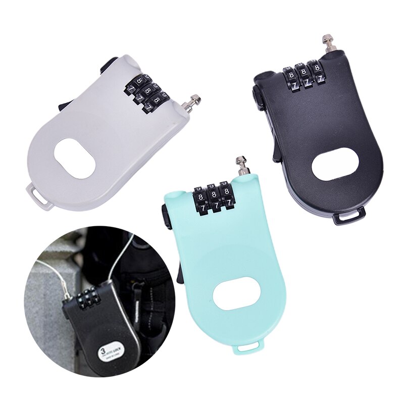 3 Digit Security Code Cable Lock Password Long Roller Pram Padlock Rope Bicycle Parts Mini Extendable Wire Anti Theft
