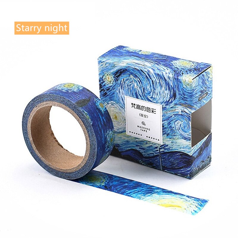 Van Goah Schilderen Papier Washi Tape 15 Mm Starry Night Irissen Abrikoos Zelfklevende Masking Tapes School Decoratie Stickers 6186: Starry night