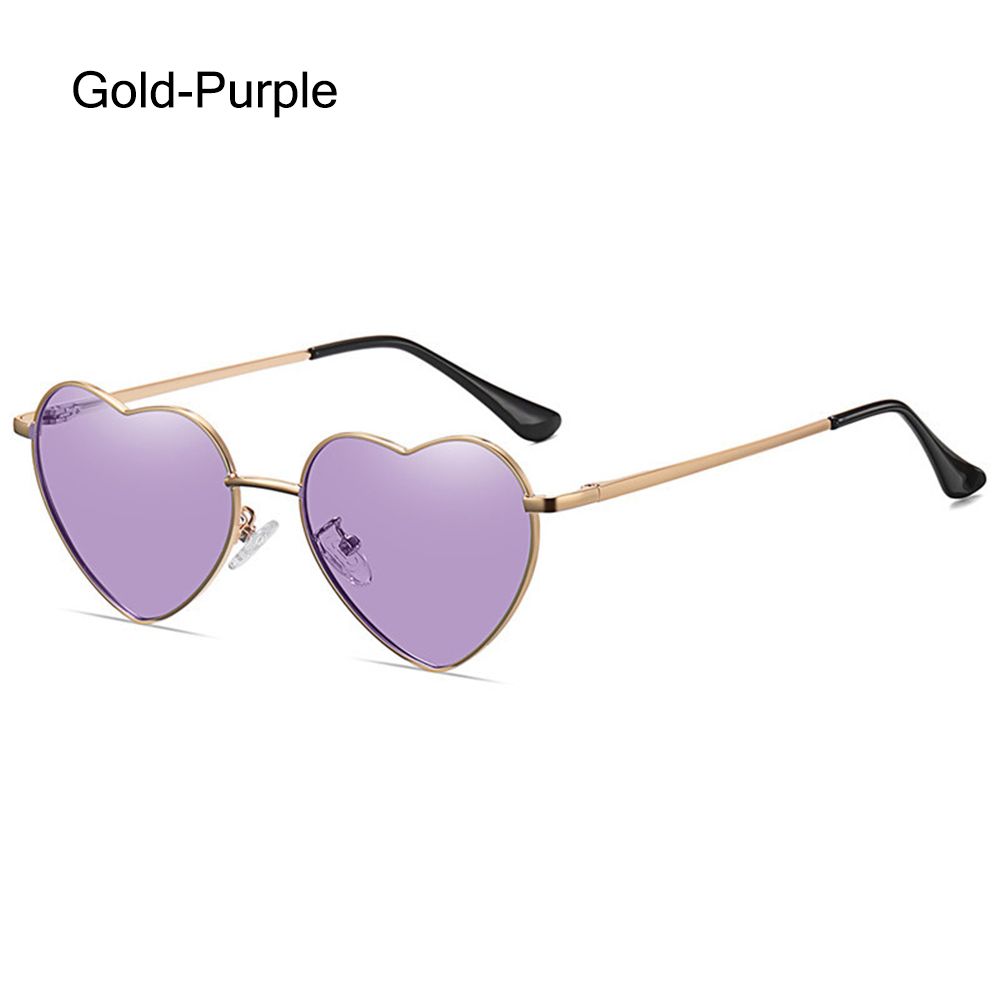 Metall Rahmen Frauen Herz Sonnenbrille Polarisierte Sonnenbrille modisch Herz-geformt Gläser Jahrgang UV400 Brillen: Gold-Violett