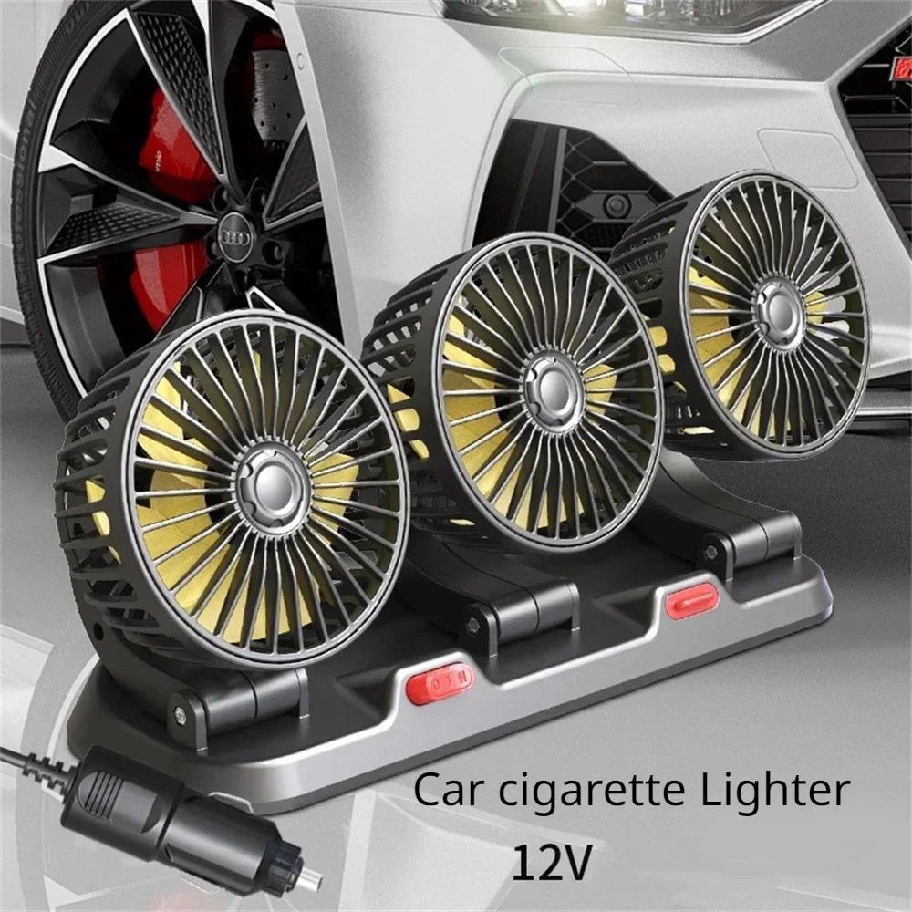 Bilvifte kjøling bil elektrisk vifte 360 ° justerbar 3 hoder usb /12v/24v vifte 2 hastighet stille kjøler for dashbord bobil lastebil suv: Rosa