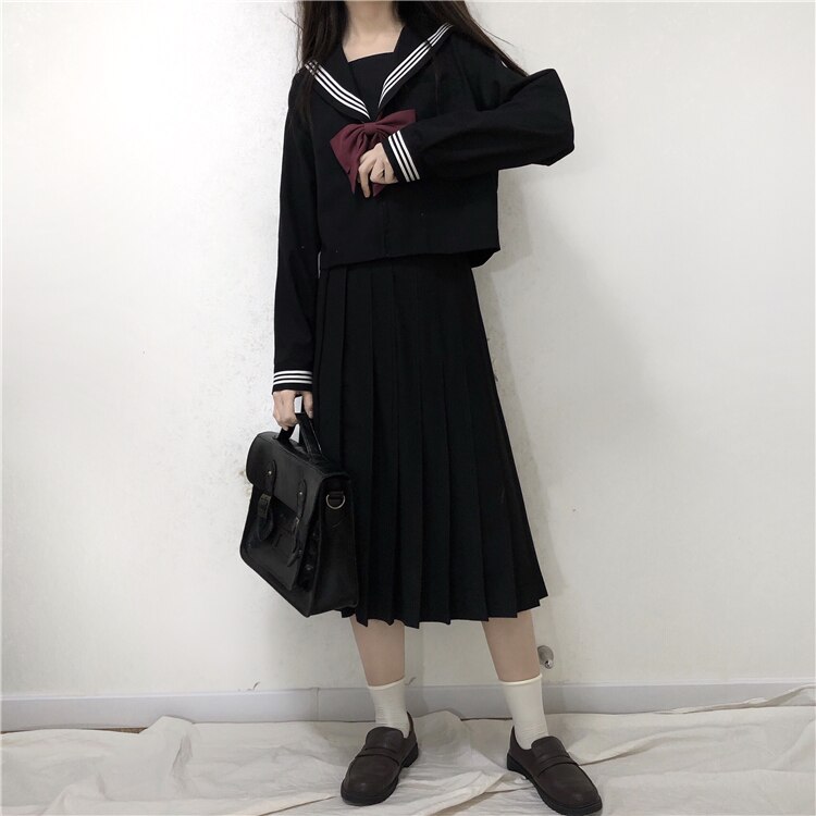 Japanese jK uniform suit female spring retro sweet sailor pleated group + jacket Lolita student two-piece suit