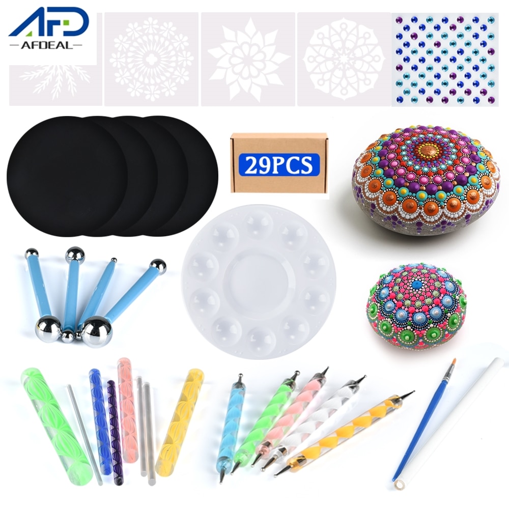 Mandala Dotting Tools Set DIY Stone Painting Tools for Painting Rock Stones Drawing Stencil Template Brush Art Craft Tool