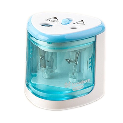 Electric Two Holes Pencil Sharpener Desktop Student Automatic Pencil Sharpeners for Art Painting Stationery Supplies: Blue