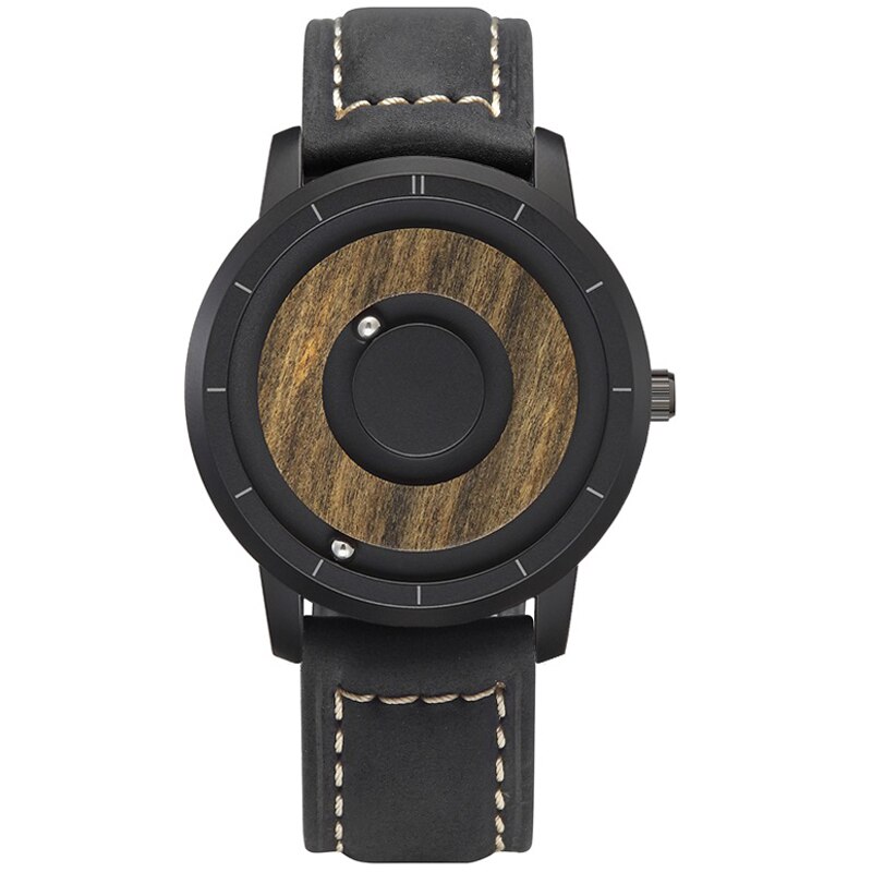Echt Holz Uhr Kreative Holz Zifferblatt Männer Uhren Magnetische Magnet Metall Ball EUTOUR Mens Retro Quarzuhr Männlichen Saat reloj: 16
