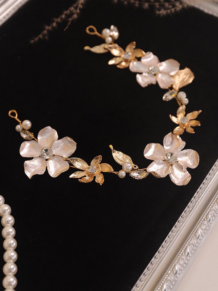 Szlachetne złoto kwiat ślubne nakrycia głowy Wykonany ręcznie kryształ górski akcesoria robić włosów włosy panna młoda nakrycia głowy pałąk kobiety ozdoby: Default Title