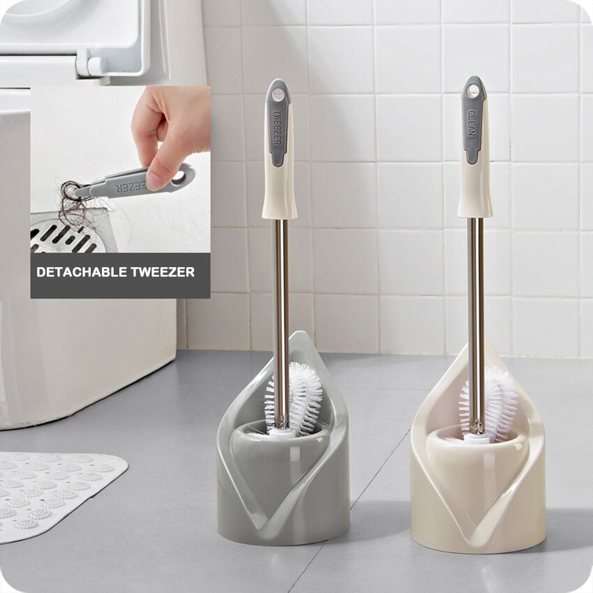 Stainless Steel Toilet Brush Holder Set With Base Cleaning Home Bathroom Hardware Kitchen Handheld Tool Cleaner Multi-function