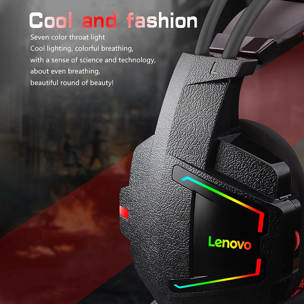Lenovo HU85 Wired gaming headset PC USB interface HiFi Surround sound Microphone gaming headphones for Laptop PS4 headset gamer