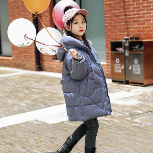 Kids Meisjes Duck Donsjack Down Jas Puffer Jas Parka Bovenkleding Warme Jassen: Blauw / 120