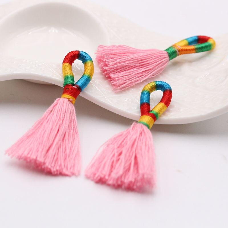 Lote de 5 unidades de borlas de seda y poliéster de 6CM para costura, accesorios para cortinas, joyería, pendientes, accesorios para boda: Q  5PCS