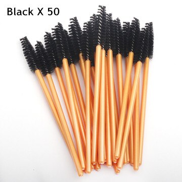 50/100 PIÈCES Cils Brosse Faux Cils Brosse Mascara Cils Maquillage Brosse Mascara Pinceaux Jetables pour 3D Volume Cils: 50pcs Golden-Black