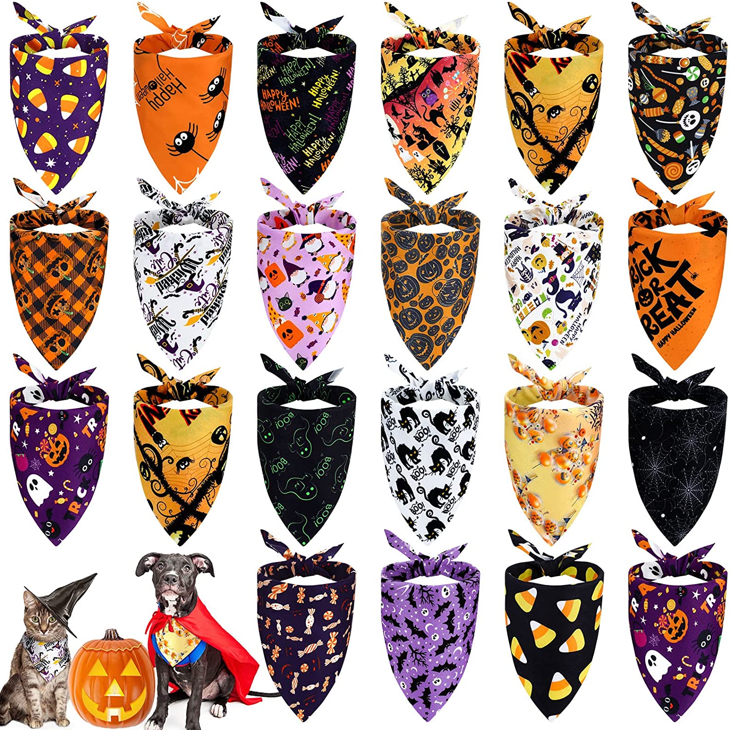 20 paquetes de pañuelos navideños para perros, bufandas triangulares para perros, Baberos para perros de Acción de Gracias y Halloween, pañuelos para accesorios para perros: Blanco
