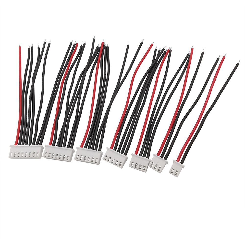 Conector JST XH de 5/10 piezas, 1S, 2S, 3S, 4S, 5S, 6S, 7S, cargador de batería LiPo, Cable balanceador de 10cm, 15cm, 20cm, cables de silicona 22AWG