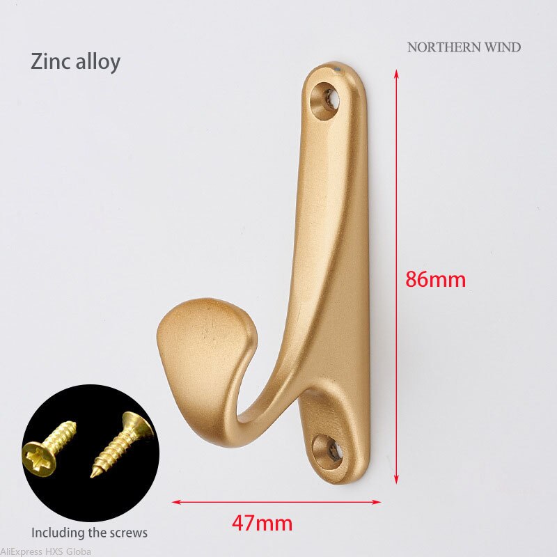 HXS 4 sztuk/partia wieszak na ubrania łazienka sprzęt ręcznik ścienny ubrania haki kuchnia sypialnia klucz kapelusz torba wieszak stojak uchwyt: Zinc Alloy złoto