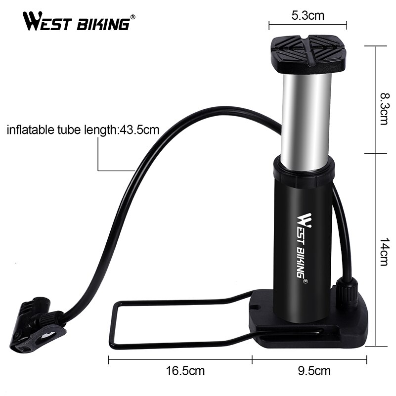 WEST BIKING Portable MTB Bike Floor Pump Aluminum Alloy Tire Inflator Presta &amp; Schrader Valve Cycling Air Pump Mini Bicycle Pump