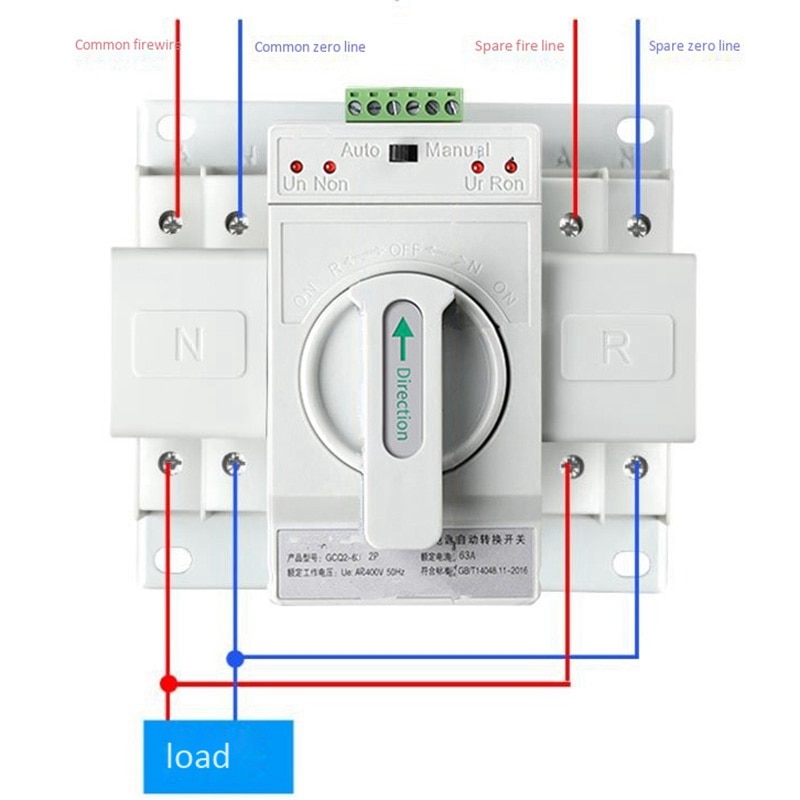 Dual Power Automatic Transfer Switch 2P63A Switch Gear Switch Cb Class Ats Home Single Phase 220V