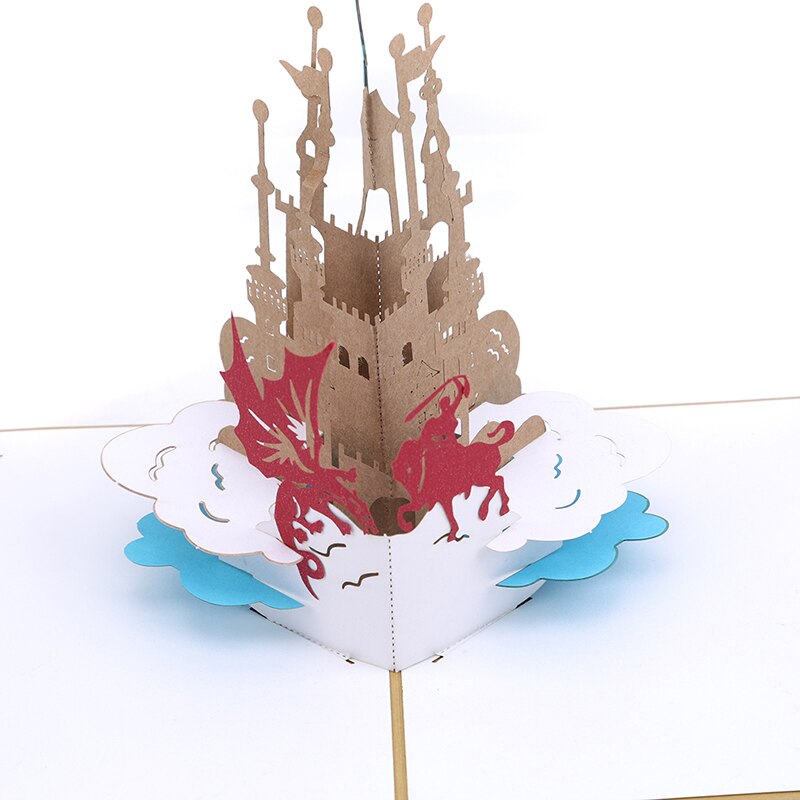 Tarjetas postales Pop-Up 3D de amor, postal de Castillo de con pegatina de sobre para invitación de boda, tarjeta de felicitación de aniversario: Default Title