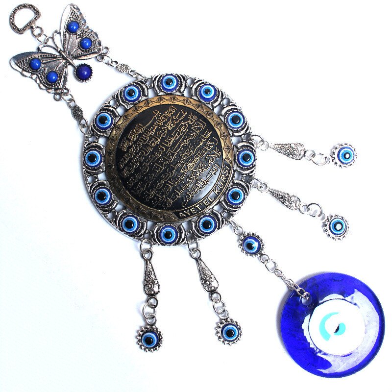 Grote Turkse Blauwe Ogen Hanger Olie Fatima Hamsa Evil Eye Vlinder Indoor Moslim Muur Opknoping Sieraden Thuis Decoraties: Default Title