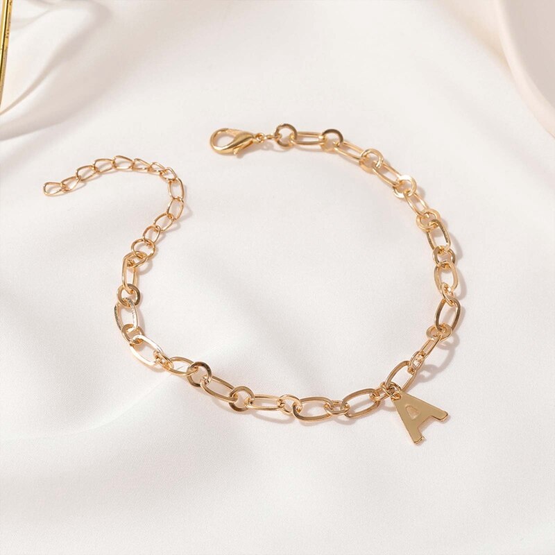 Crystal Letter Anklets Bracelet for Women An Alphabet Anklets Female Gold Color Leg Foot Chain Boho Jewelry