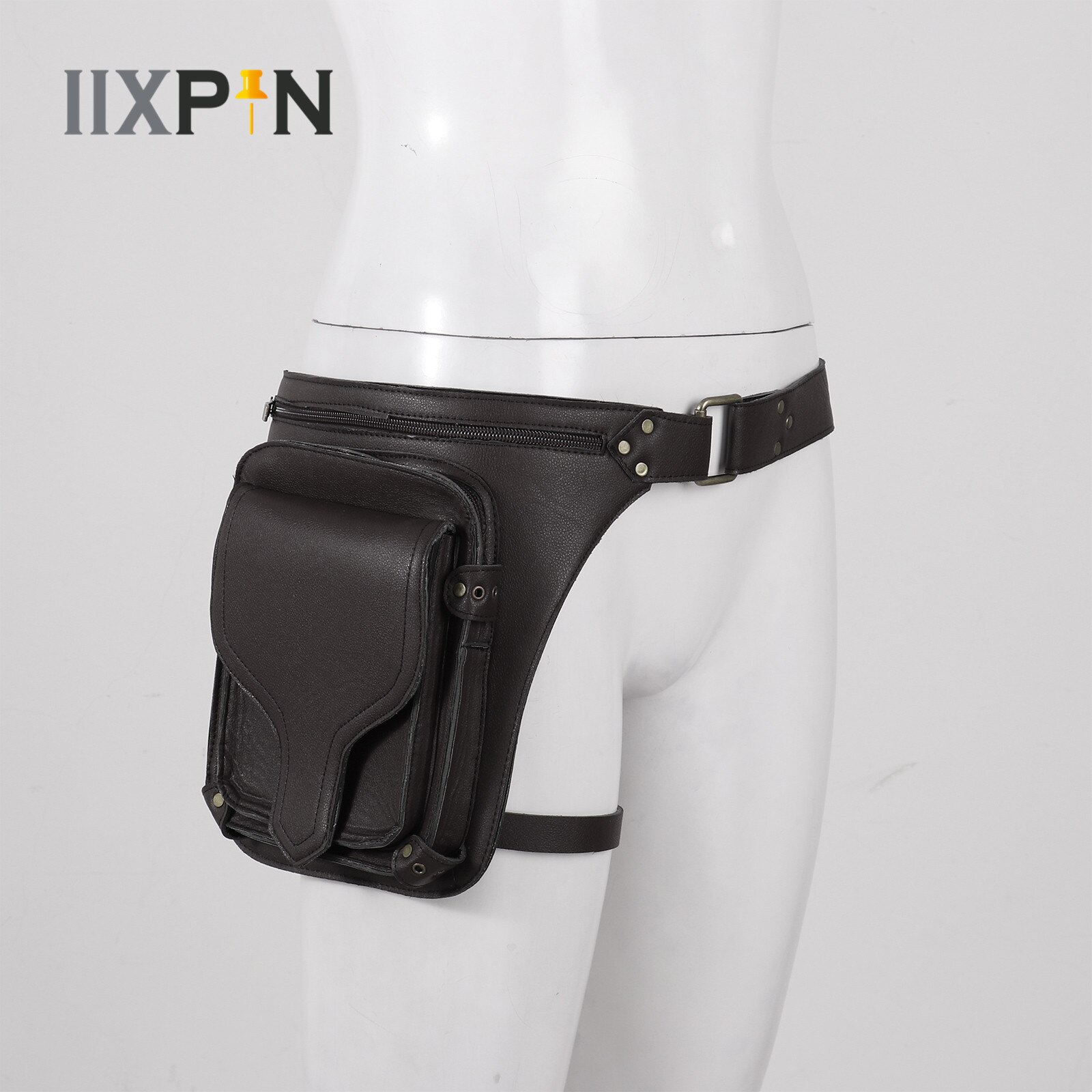 Unisex Retro Rubber Satchel Bag Casual Crossbody Shoulder Handbag Messenger Bag Travel Waist Belt Pack Leg Bag