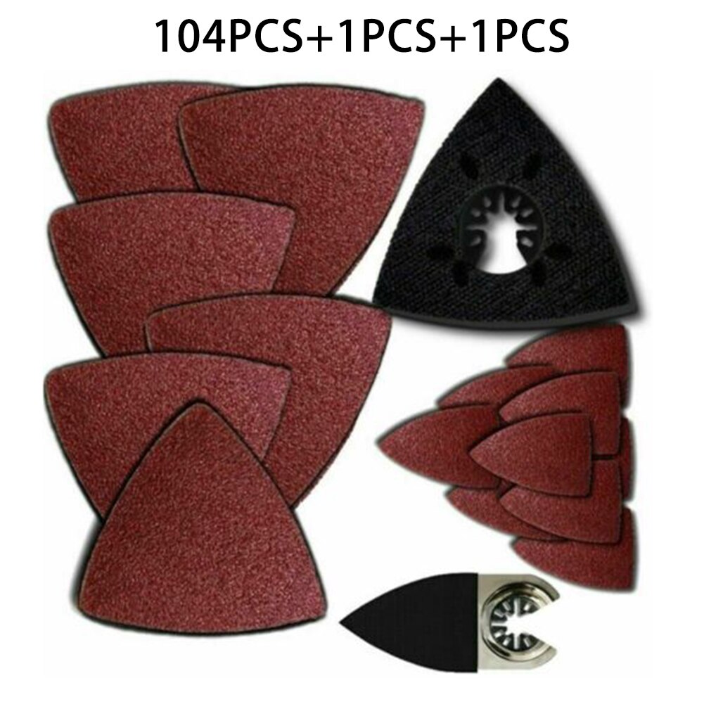 106pcs Sandpaper Oscillating Tool Sanding Kit Multi Tool Compatible 60/120/180/240 Grit Triangle Sander Sand Paper Abrasive Tool