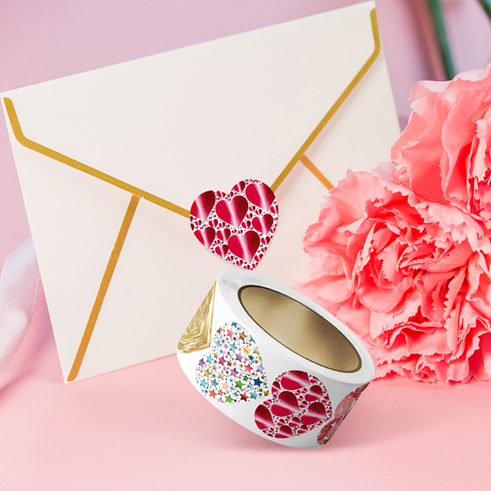 500pcs Sparkle Heart Stickers Red Love Scrapbooking Adhesive Stickers for Valentine's Day Wedding Decor Stationery Sticker