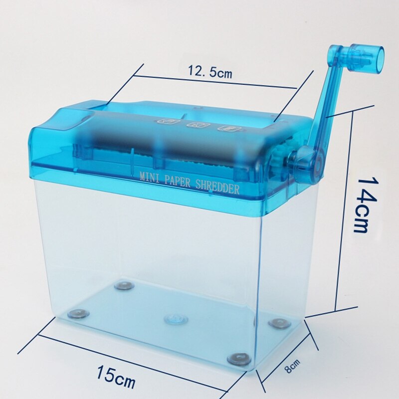 Mini Hand Crank Blue Shredder Crusher Destroyer Paper Documents Cutting Machine-scll Office Home Manual Paper Shredder
