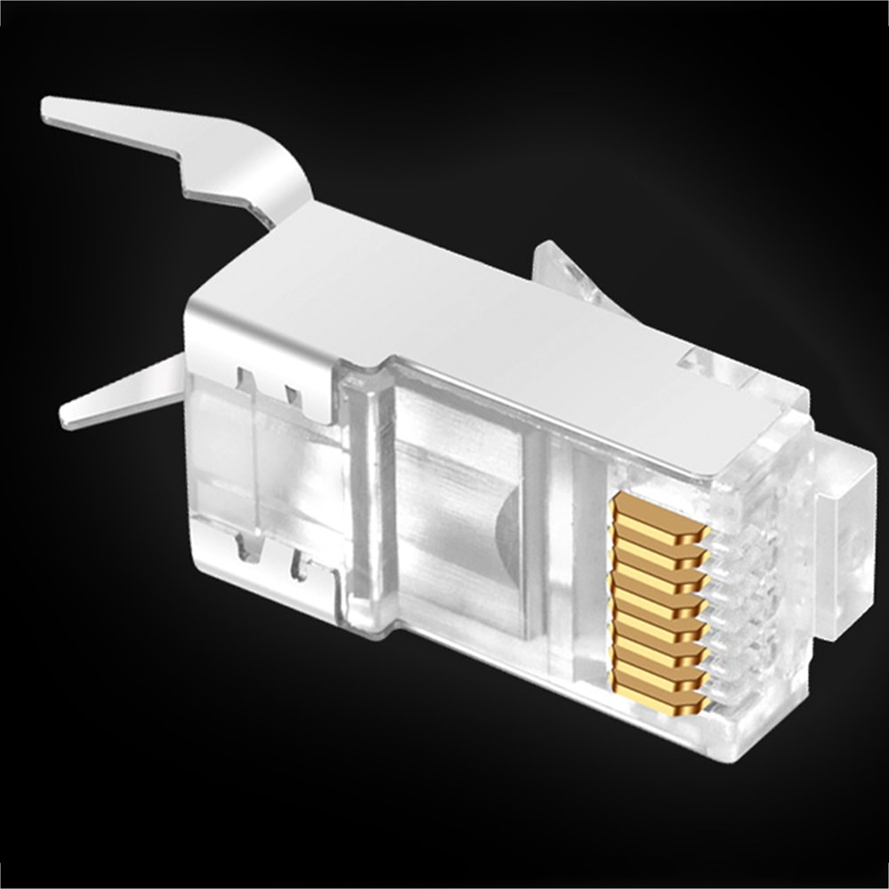RJ45 Connector Network Cable Connector 1/10pcs Cat6a Cat7 RJ45 plug shielded FTP 8P8C Network Crimp Connectors