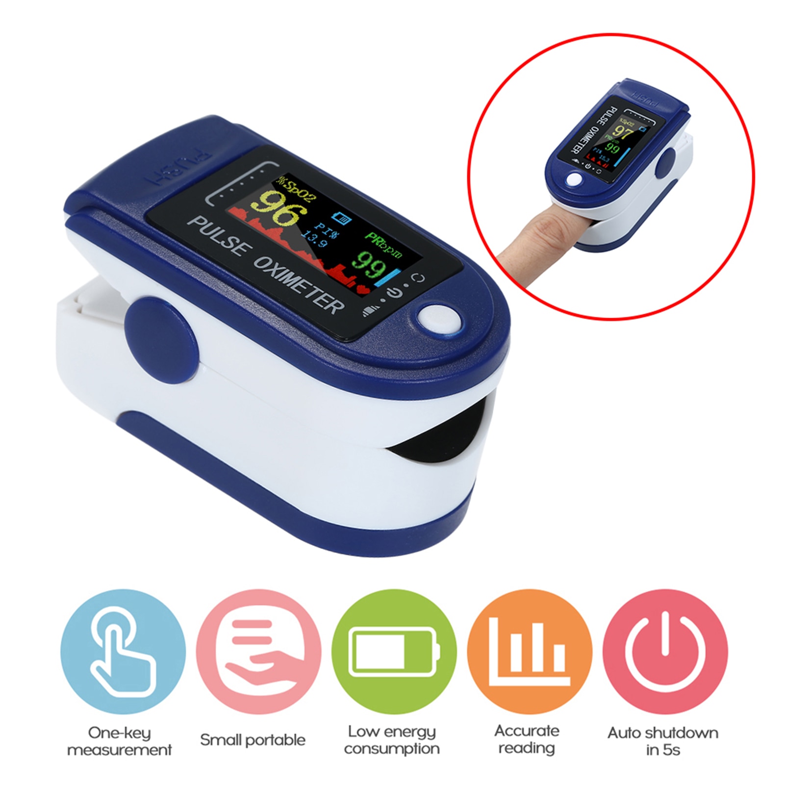 Digitale Blood Oxygen Monitor Pulsoxymeter Zuurstofverzadiging Monitor Oled-scherm Zonder Batterij Mini Saturatiemeter
